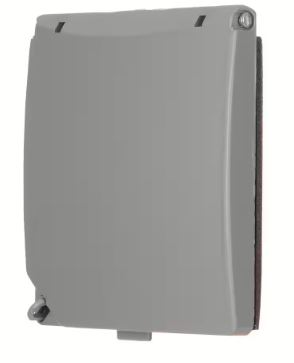 2 gang electrical outlet cover, outdoor, grey, flat