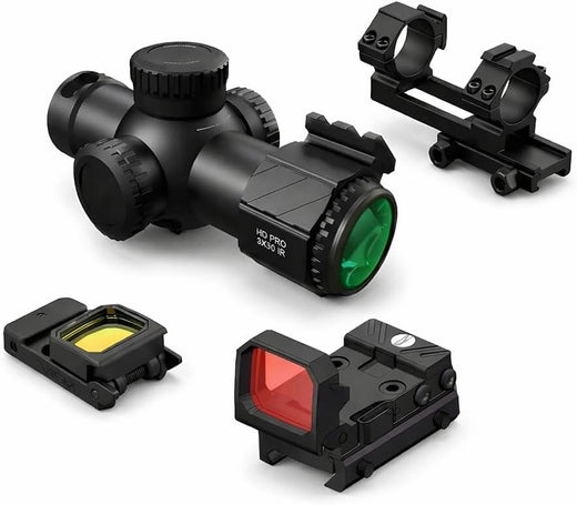 3X30 Tactical Rifle Scope & Foldable Red Dot Combo & Mount