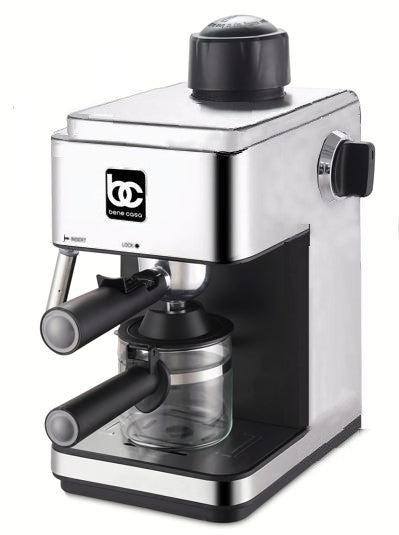 Bene Casa 4-cup Electric Espresso Maker, Milk Frother, Stainless, BC-99151-RM