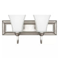 Sunset Lighting 2-Light Vanity, Frosted Milk Glass, Satin Nickel, Dimmable cheap discounted