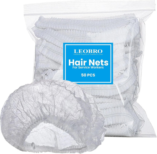 Hair Nets Disposable (50 Pack) - White