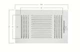 10x6" Air Vent Register, 3 Way Air, Ceiling & Wall
