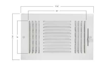 10x6" Air Vent Register, 3 Way Air, Ceiling & Wall