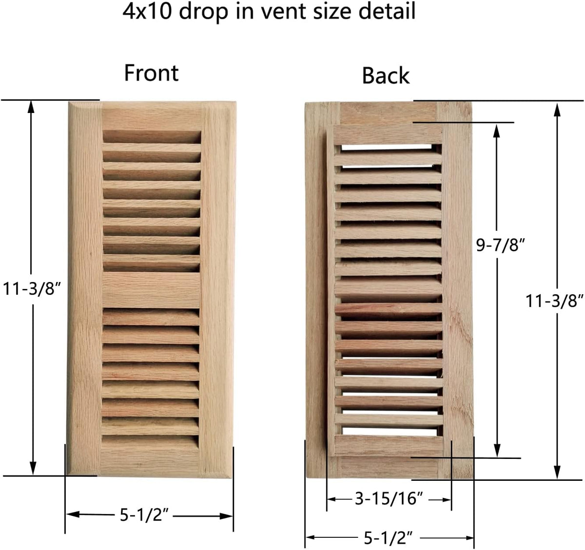 Hardwood Oak Floor Vent Register Cover 4x10"