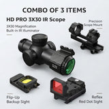 3X30 Tactical Rifle Scope & Foldable Red Dot Combo & Mount