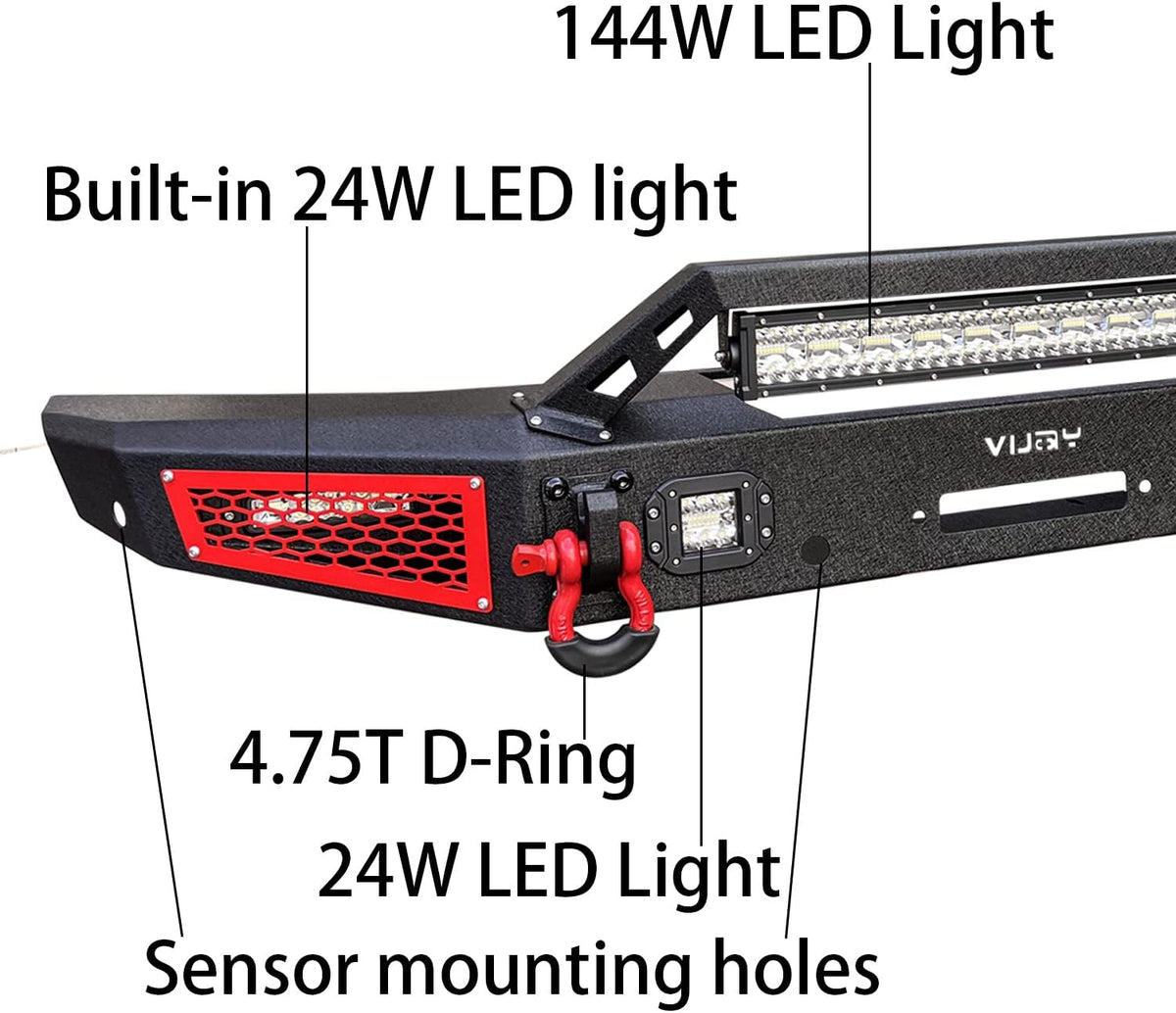 Vijay Ford Bronco Front Bumper & Winch Plate with LED Lights (2021-2025)