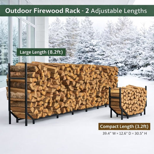 8.2' Heavy-Duty Indoor & Outdoor Firewood Rack