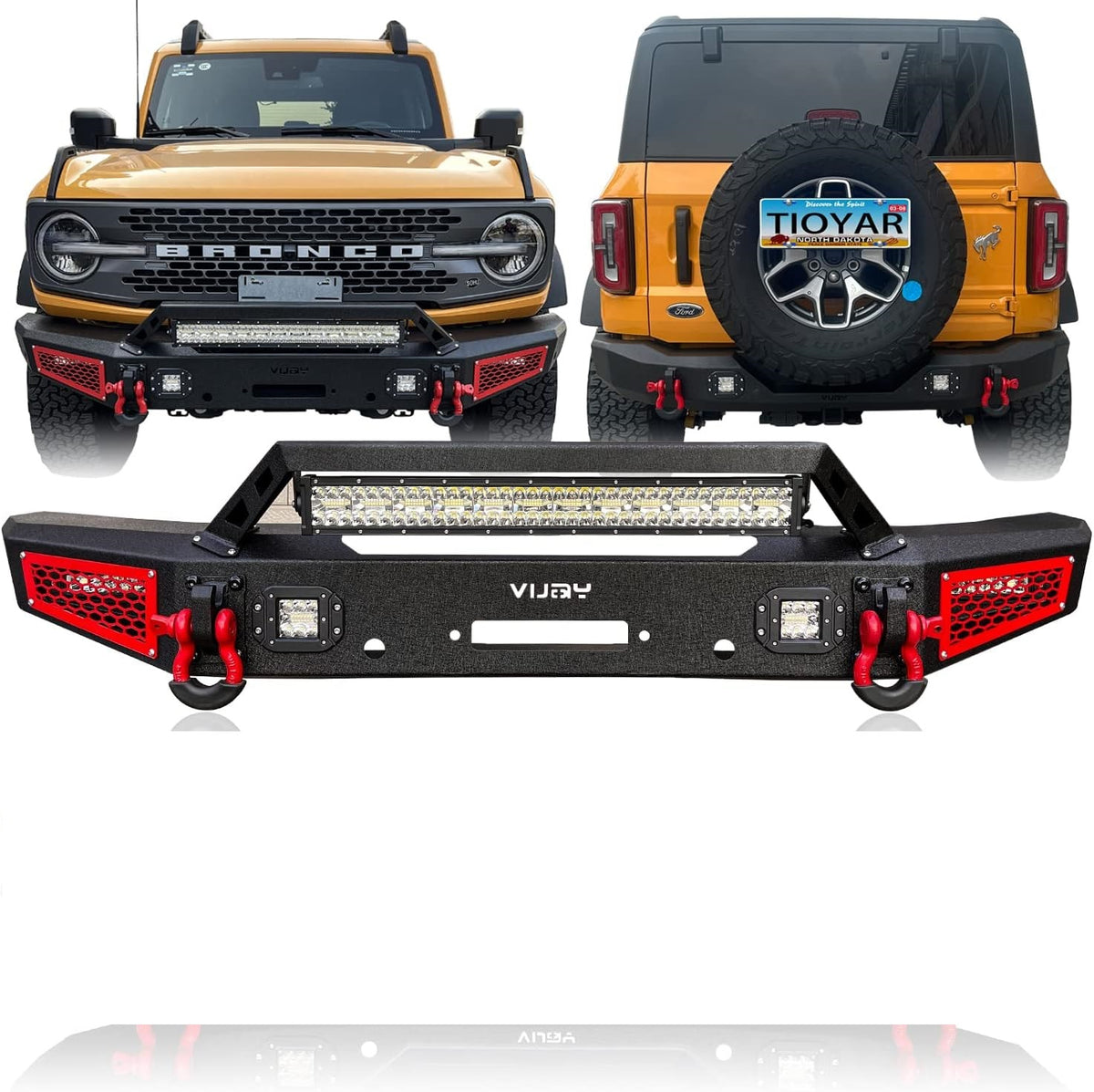 Vijay Ford Bronco Front Bumper & Winch Plate with LED Lights (2021-2025)