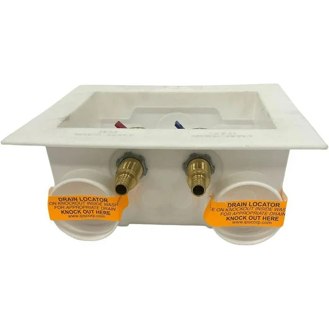 DU-ALL Dual-Drain Washing Machine Outlet Box - Quarter-Turn Valves