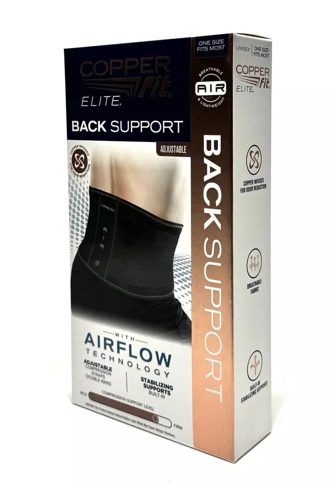 Copper Fit Elite Back Support Brace Adjustable Straps & AIRFLOW - One Size