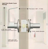 Light Duty Passage Lever Door Handle- Satin Chrome  -Universal Hardware