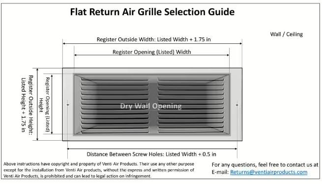 10"x6" Vent Return Cover - 2 Way Air - Ceiling & Wall - White