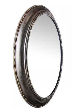 Sonore Oval Victorian Antique Silver Wall Mirror 24" x 30"