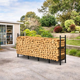 5.4 ft Heavy-Duty Adjustable Size Metal Firewood Rack + Cover