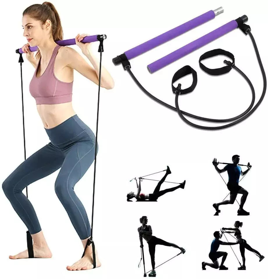 Kit de barra de pilates portátil Banda de resistencia y palo de ejercicios