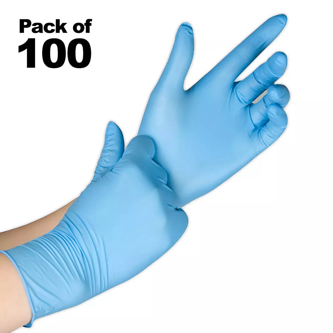 Nitrile Rubber Gloves, Blue, 100 Pack Small