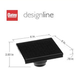 OATEY Designline 6" x 6" Square Drain – Matte Black