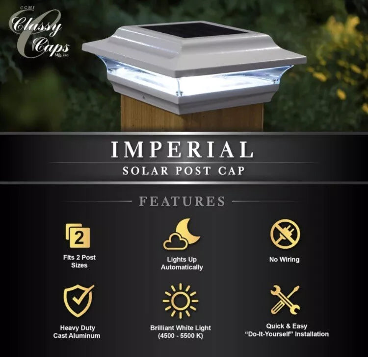 imperial Solar Powered Light Up Post Cap