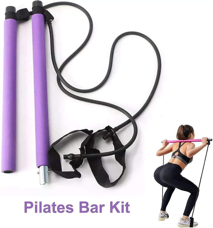 Portable Pilates Bar Kit Resistance Band & Exercise Stick