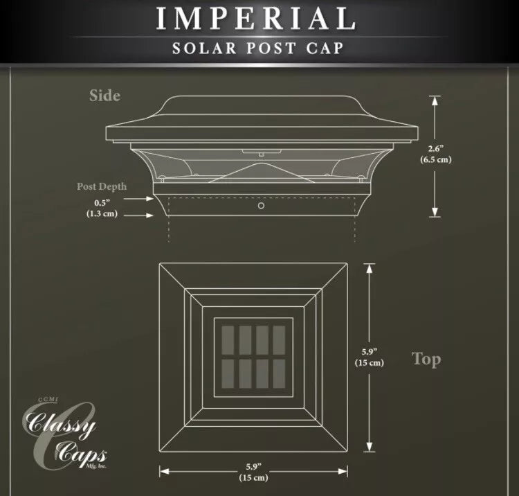 imperial Solar Powered Light Up Post Cap