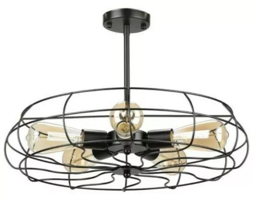 Merra Black 5-Light Semi-Flush Mount Ceiling Light 19"